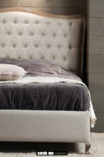 Bed in eik met hoofdeinde in linen capiton - Bed - Landelijke meubels en verlichting - Sarah Mo