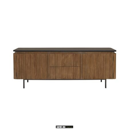 COL134 Tv dressoir Sarah Mo interieurs geribbeld teak houten kast meubelwinkel in landelijk tijloos wonen en maatwerk