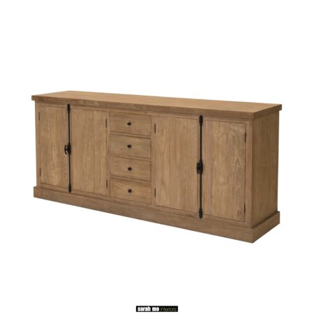 DAN110 Houten teak dressoir in landelijke stijl, teak kast Sarah mo inteieurs, eiken en teak houten meubelen