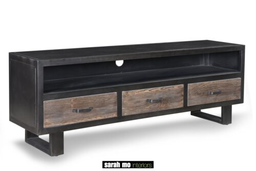 Metalen tv-dressoir met 3 houten lades - Lade - Landelijke meubels en verlichting - Sarah Mo