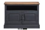 Zwart tv-dressoir met 2 deuren en tablet in hout - Nachtkastje - Landelijke meubels en verlichting - Sarah Mo