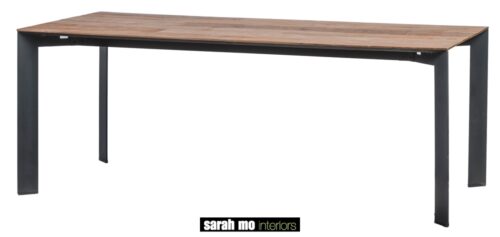 Tafel met metalen onderstel tablet in teak met verlengstuk 50cm - Tafel - Landelijke meubels en verlichting - Sarah Mo