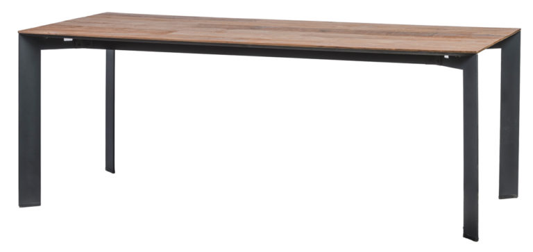 Tafel met metalen onderstel tablet in teak met verlengstuk 50cm - Tafel - Landelijke meubels en verlichting - Sarah Mo