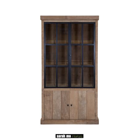 NIL102 2 deurs vitrinekast met 2 glasdeuren van Sarah mo woonwinkel, teak hout