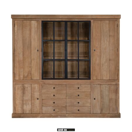 NIL104-Houten-teak-vitrinekast-landelijke-stijl-met-ledverlichting-van-Sarah-mo-woonwinkel