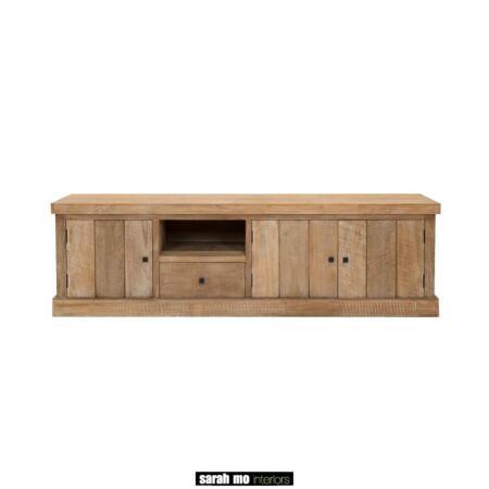 NIL144 tv-dressoir in teak hout landelijke stijl massieve meubelen teak en eik bij Sarah mo meubelwinkel