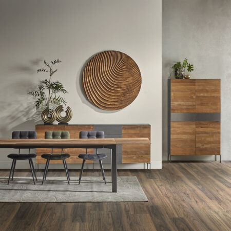 Nadal collectie Sarah mo meubelzaak, teak hout, industriele meubelen, landelijke meubelen, meubel metaal met hout teak