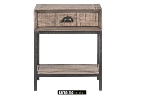 Bijzettafel met 1 lade in old pine - Nachtkastje - Landelijke meubels en verlichting - Sarah Mo