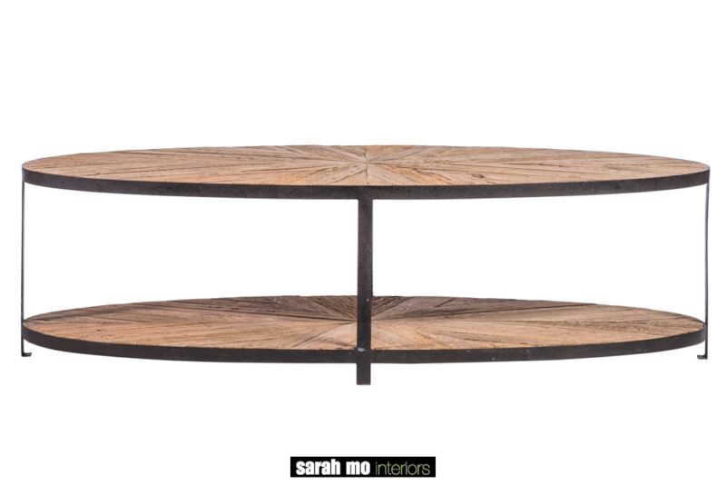Ovale salontafel in gerecycleerde eik - Salontafel - Landelijke meubels en verlichting - Sarah Mo