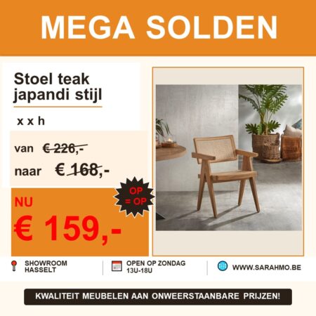 Stoel teak japandi stijl sarah mo mega solden promo Stoel teak japandi stijl sarah mo mega solden promo