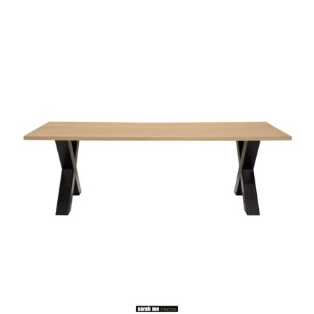 VIC 240E Verlengbare eiken tafel met metalen x poot, in verschillende kleuren, natuur eik Sarah mo meubelwinkel